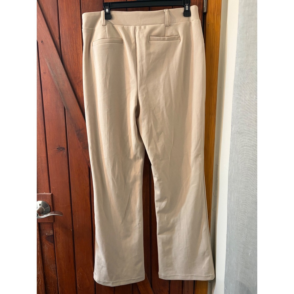SOHO Apparel Ltd Womens Beige High Waisted Wide Leg Pleated Trousers Size Large - Picture 2 of 4